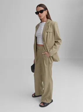 Olive Tailored Straight Leg Trouser- Onicka