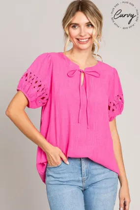 Open Detailed Puff Sleeve Top