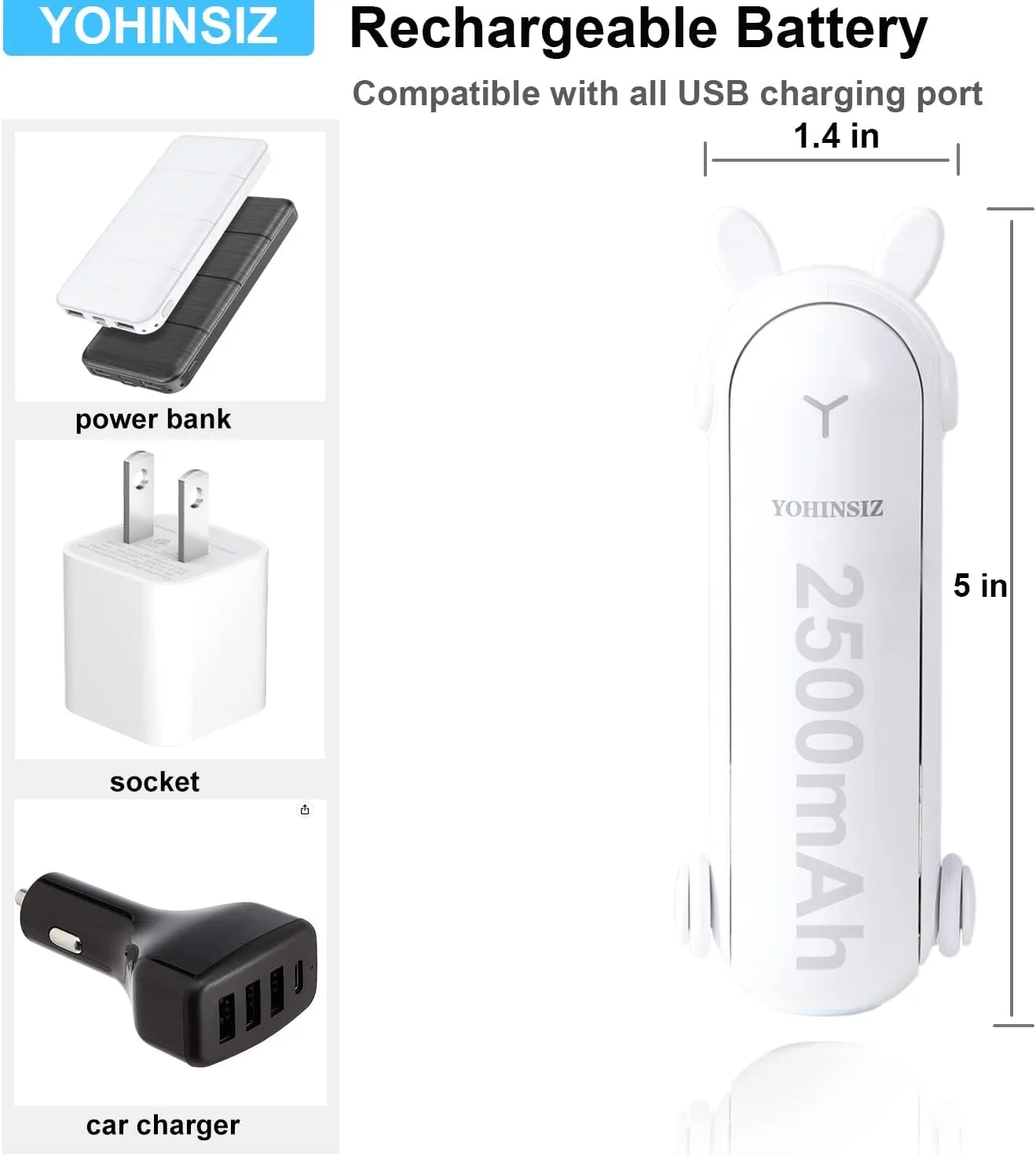 Personal Handheld Mini Fan With Power Bank And Flashlight