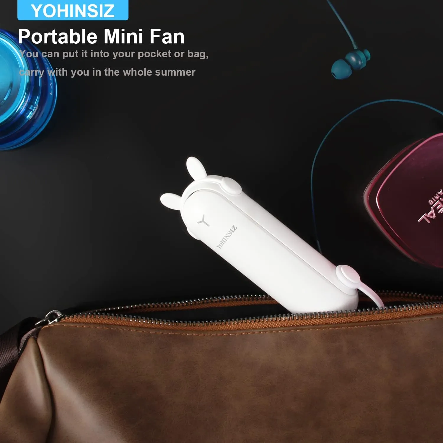 Personal Handheld Mini Fan With Power Bank And Flashlight