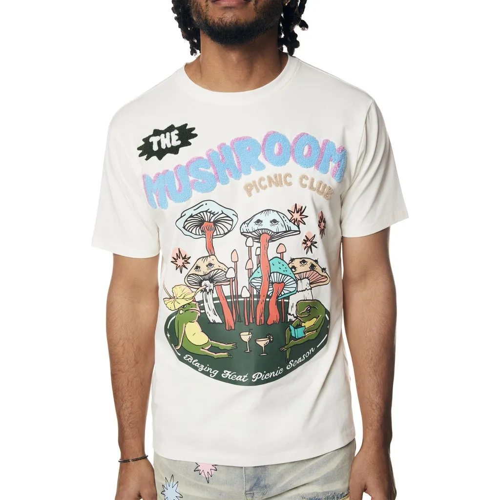 Psychedelic Mushroom Printed SS T-Shirt - Chalk