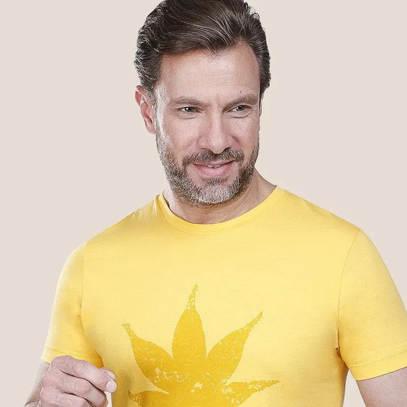 Round Neck Printed T-Shirt - Yellow