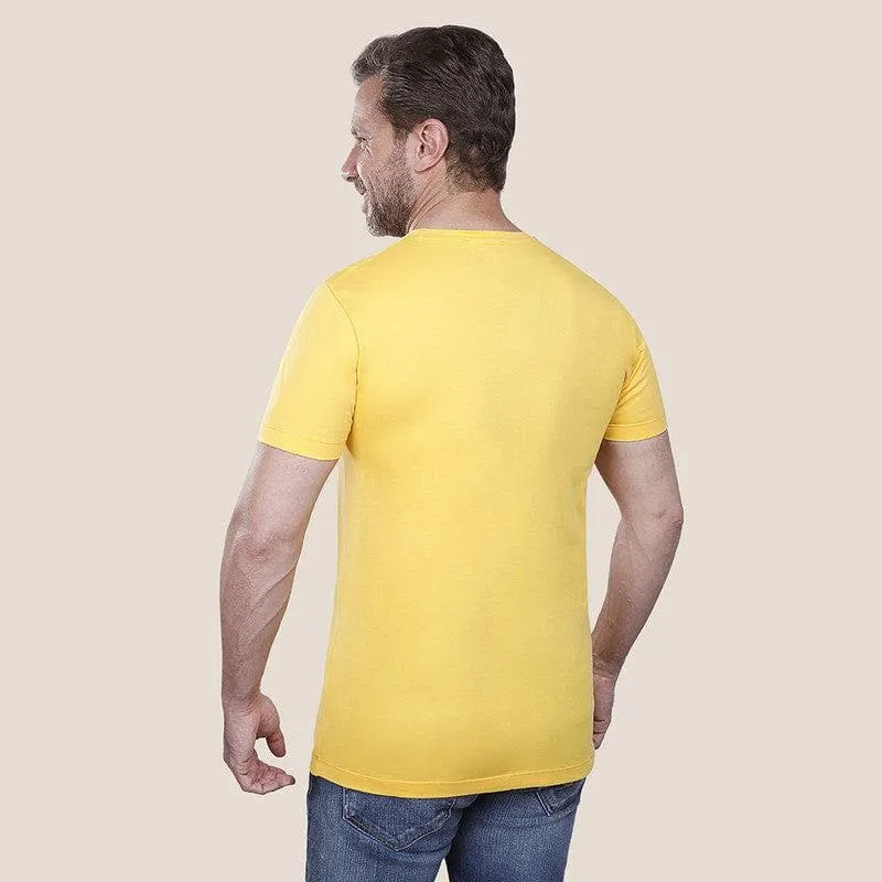 Round Neck Printed T-Shirt - Yellow