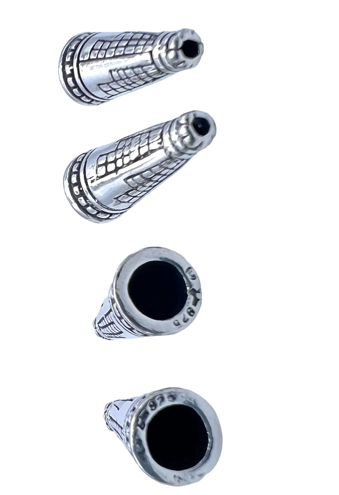 Sterling Silver Oxidized Bead Cone 7x17mm (Heavy) (Sold Per One Piece)