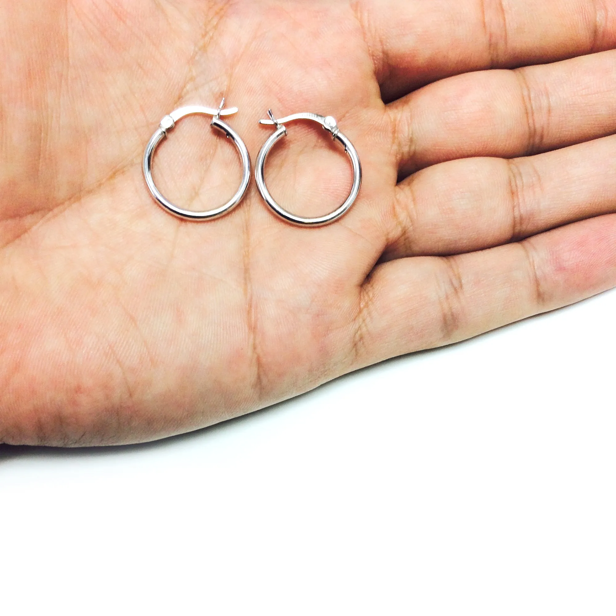 Sterling Silver Round Snuggable Huggie Hoop Earrings