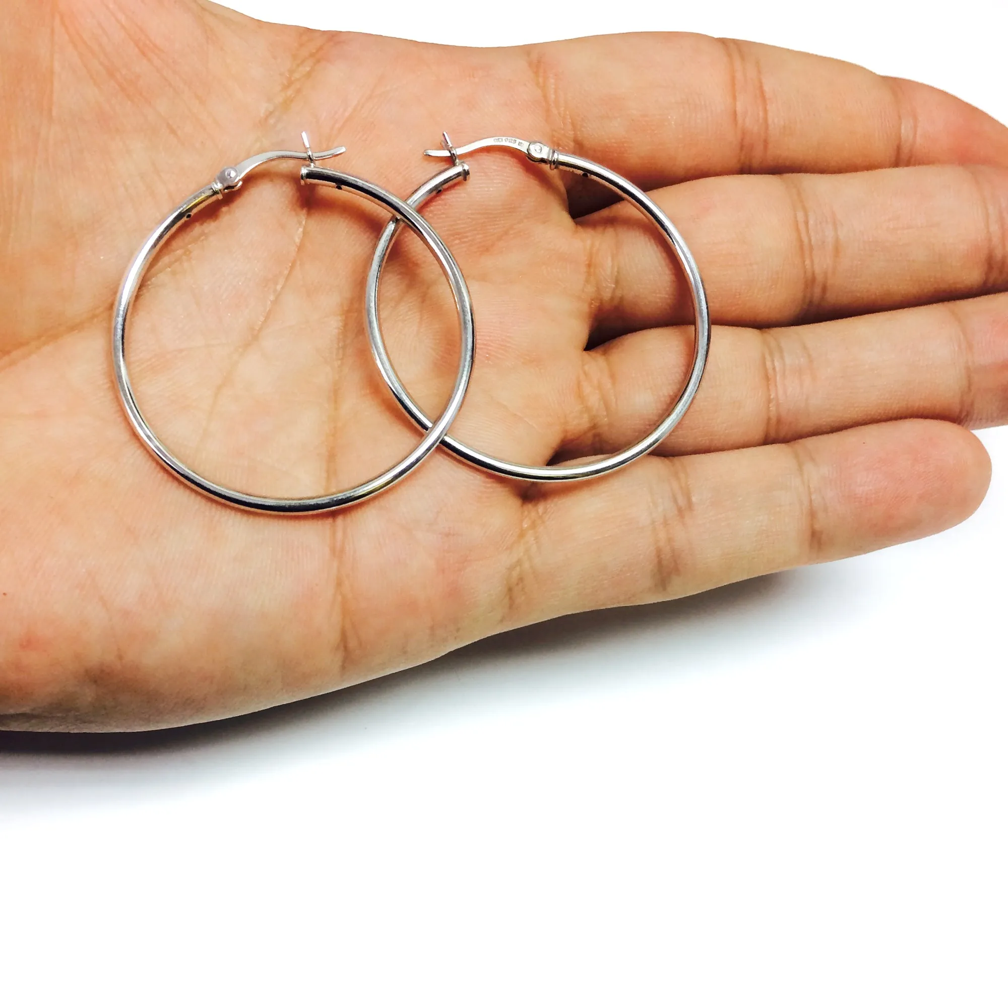 Sterling Silver Round Snuggable Huggie Hoop Earrings