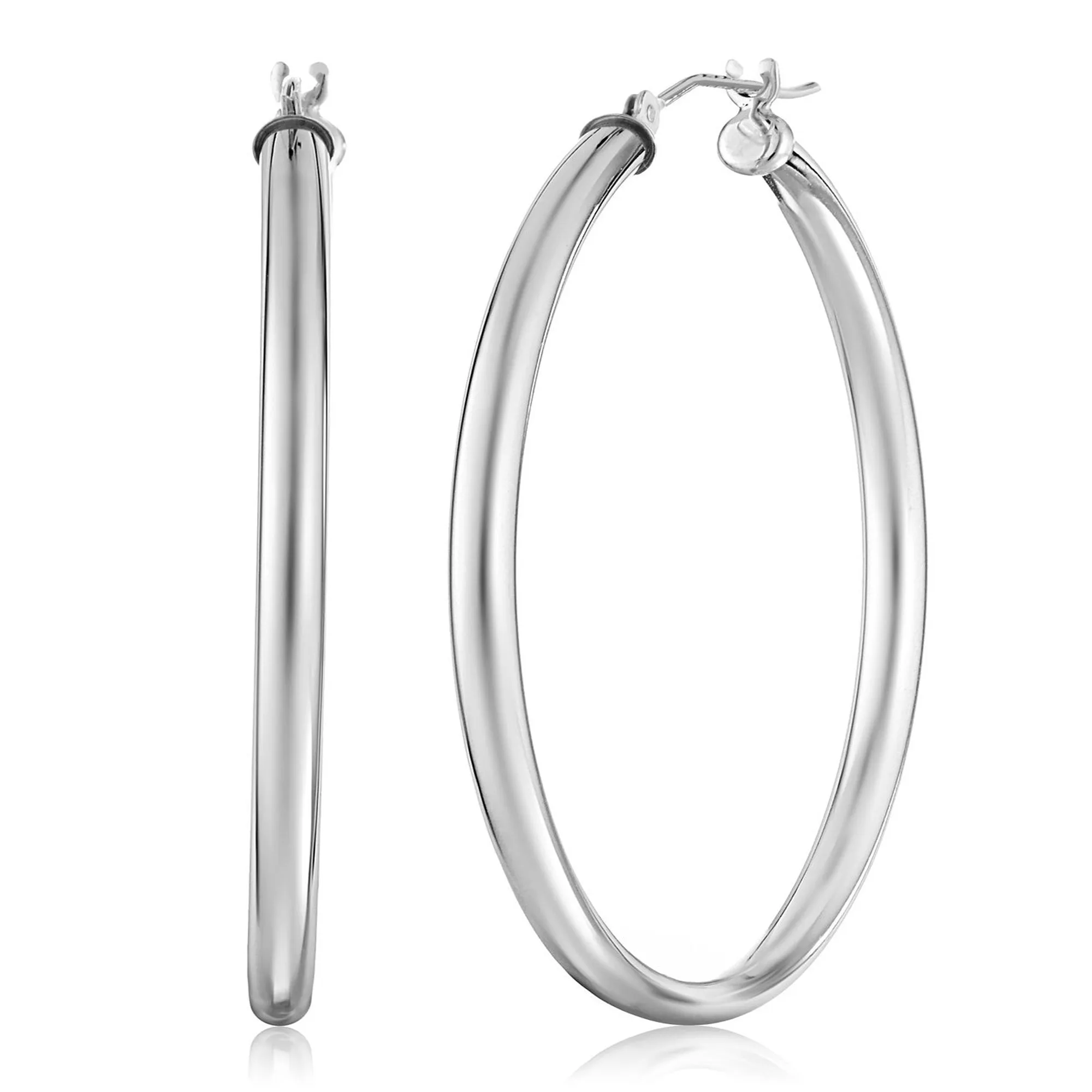 Sterling Silver Round Snuggable Huggie Hoop Earrings