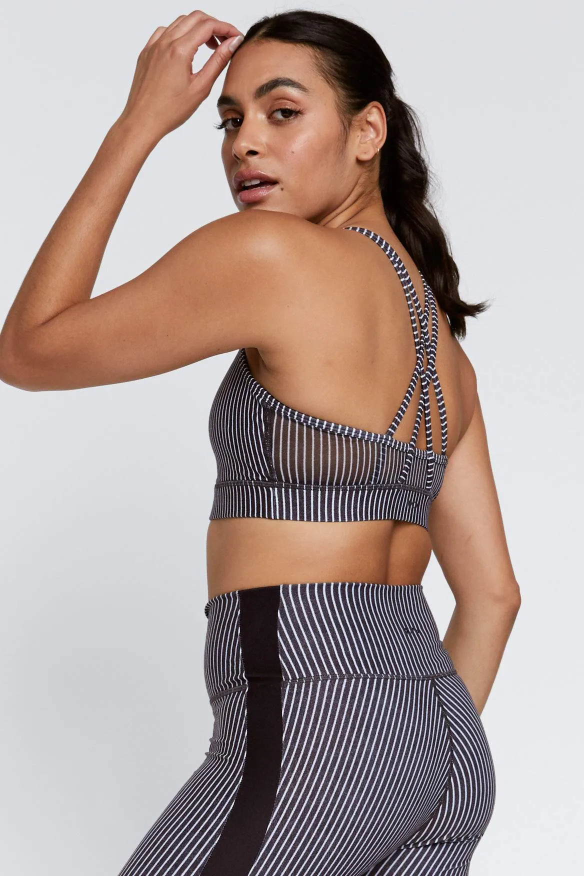 Strappy Bra Black And White Stripe