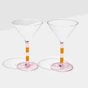 Striped Martini Glasses - (two colors)