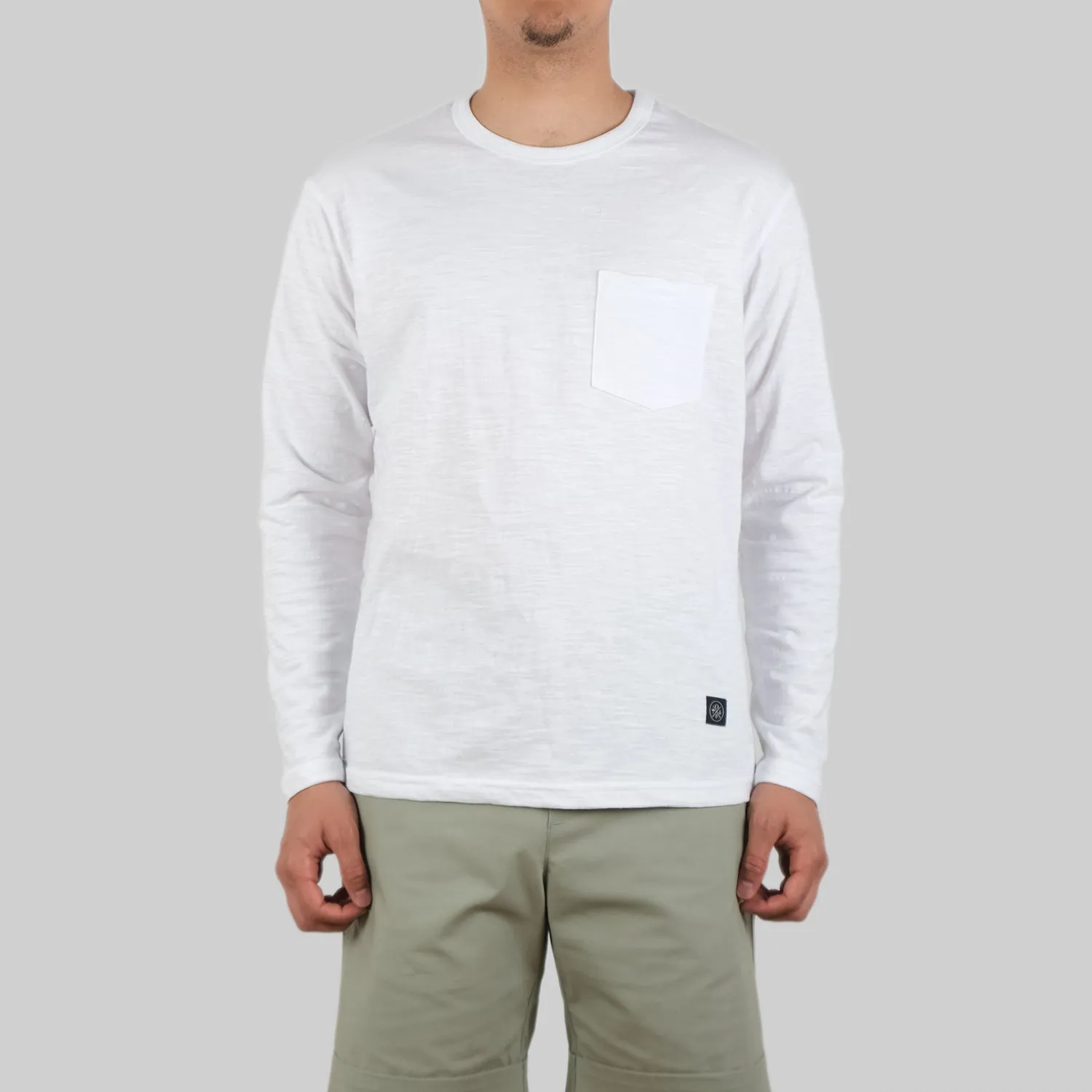 White Slub L/S Pocket T-Shirt