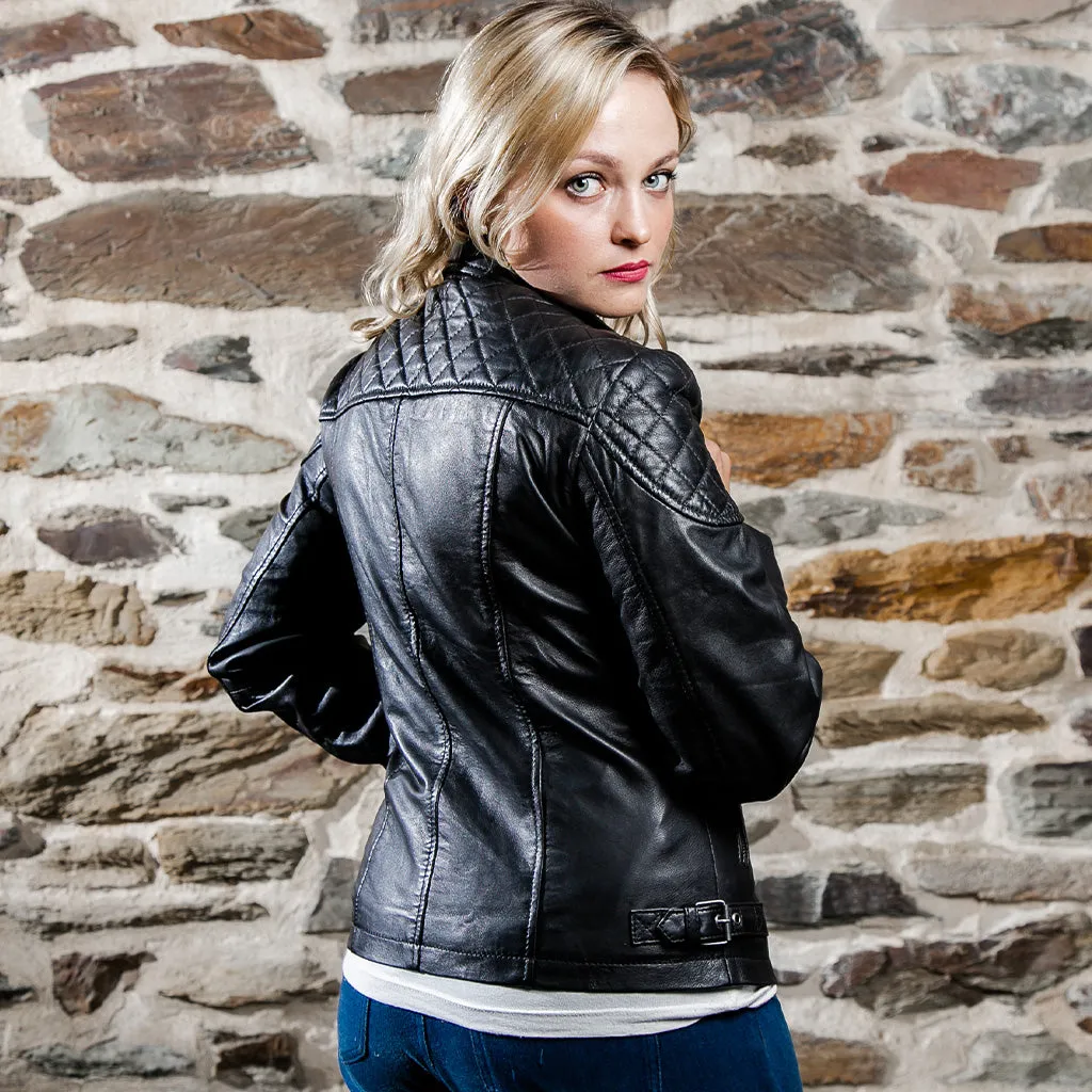 Women's Leather Biker Jacket - Michelle