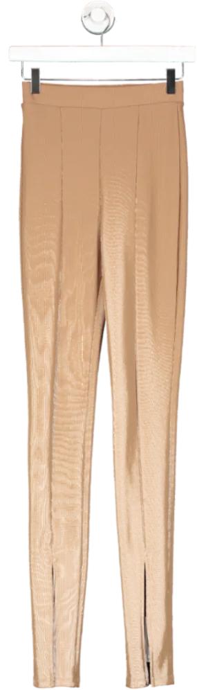 ZARA Nude Ribbed Leg With Split Hem UK XS