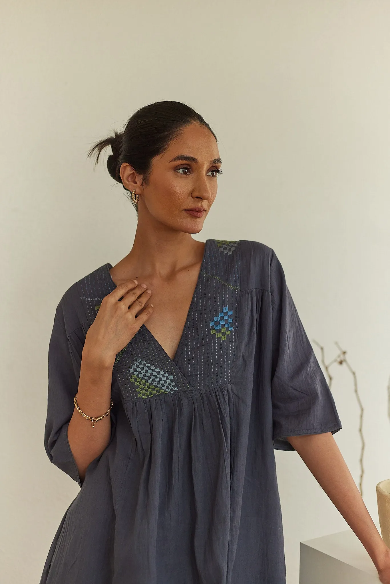 Zypher V Neck Embroidered Tunic